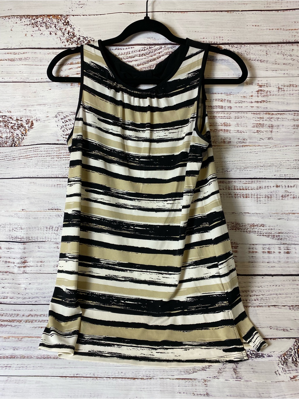Cato Black, Beige & Gray Striped Sleeveless Top